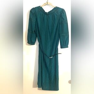 Vintage Umba for Parnes Feinstein Teal & Black Dress.  Size Medium